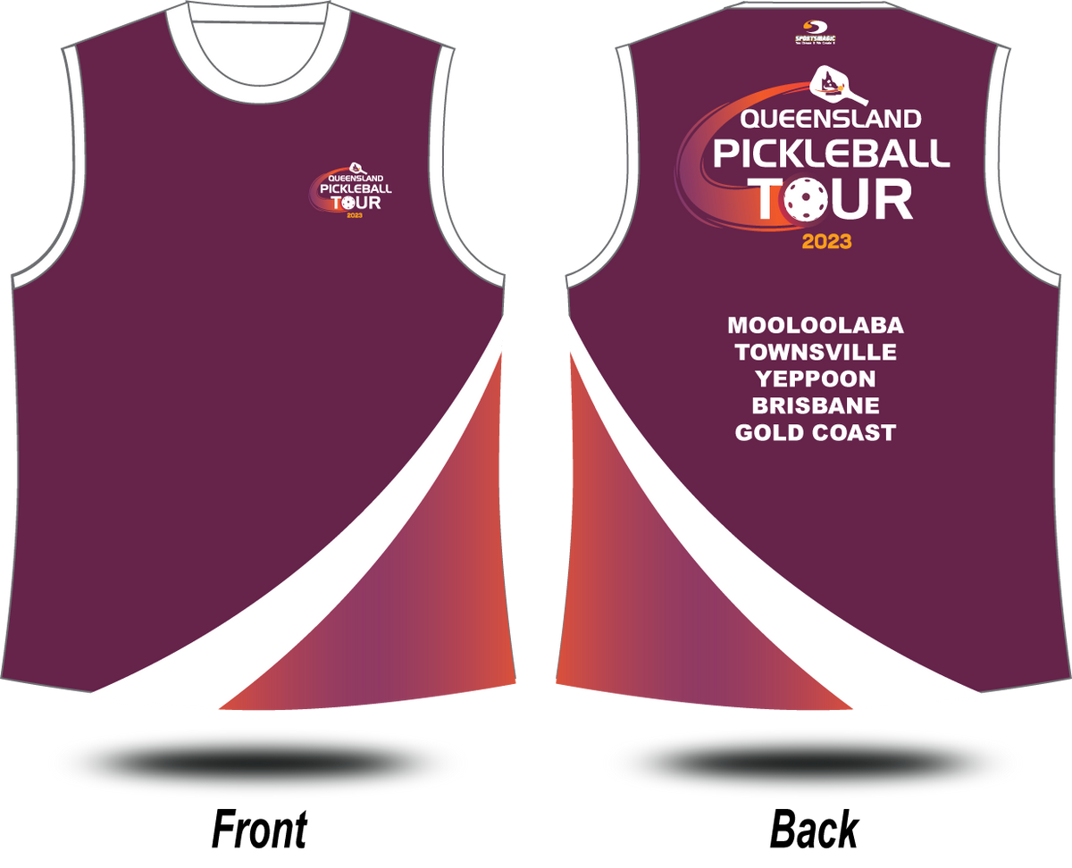 QUEENSLAND PICKLEBALL 2023 Tour Singlet (Maroon)