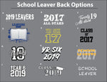 *SCHOOL LEAVERS DESIGNS - Back Heading Options