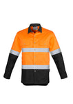 SYZMIK WORKWEAR - Mens Hi Vis Spliced Industrial Shirt - Hoop Taped - ZW123